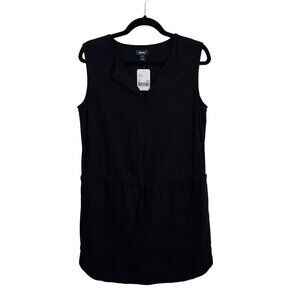 Roots NWT Black Hazelton Dress Sleeveless Drawstring Waist Linen Blend Size M